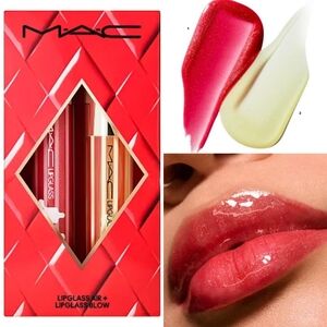2PC💋Gift Idea💋BNIB LE MAC BLOWING AIR KISSES Lip Gloss & Lip Oil Gift Set!$54V